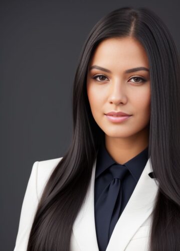 Young Woman in Navy Blue Business Suit