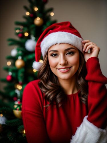 Beautiful Woman Christmas Photo Portrait