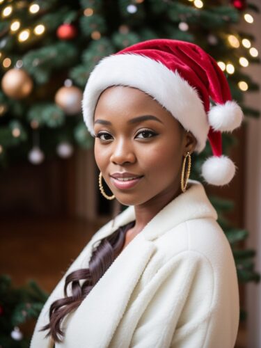 Christmas Photoshoot of Young Black Woman
