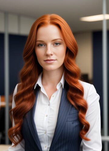 Professional Portrait of a Young Woman with Long Red Hair