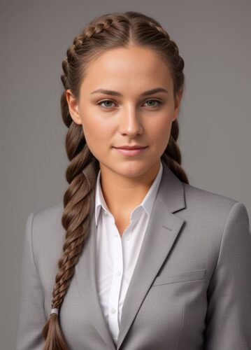 Young Woman with Long Dark Braided Hair