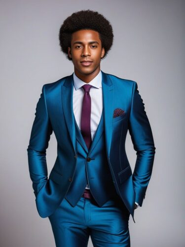 Full Body Portrait of a Young Afro-Caribbean Man in a Modern Suit