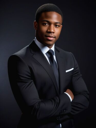 Professional Studio Headshot of Young African American Man