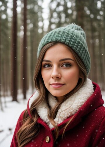 Stunning Christmas Portrait in the Snowy Forest