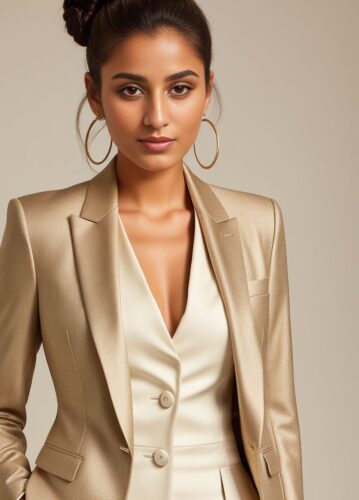 Young Middle Eastern Woman in Cream Suit