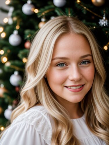 Christmas Portrait of Young Happy Woman