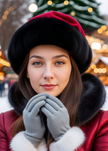 Young Russian Woman at Christmas Market