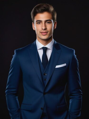 Full Body Studio Headshot of a Young South European Man in a Classic Suit