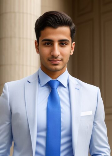 Young Middle-Eastern Professional in a Crisp White Suit