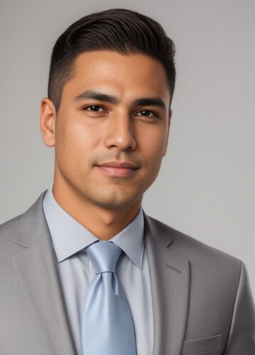 Formal Headshot of Hispanic Man in Grey Suit