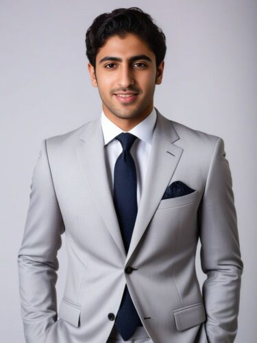 Young Middle Eastern Man in Light Grey Suit and Tie
