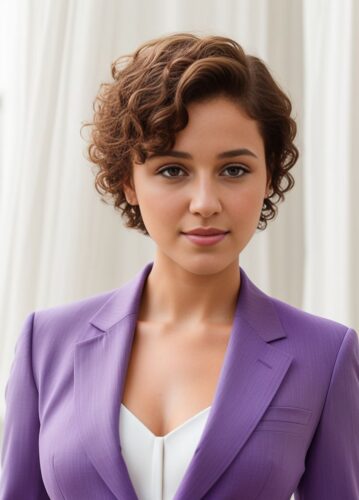 Young Woman with Short Curly Hair