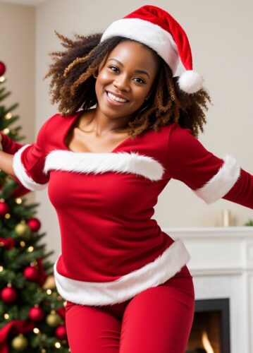 Cute Black Woman Christmas Portrait