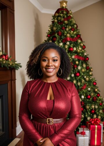 Christmas Portrait Photo of Beautiful Black Woman