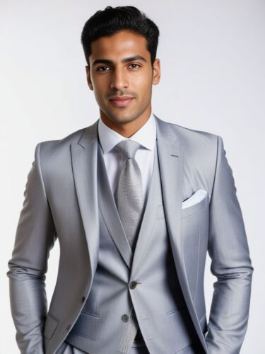 Full Body Portrait of a Young North African Man in a Stylish Suit