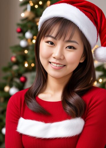 Cute Asian Woman Christmas Portrait