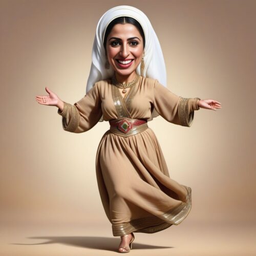 Caricature of a Middle-Eastern Woman Dancing