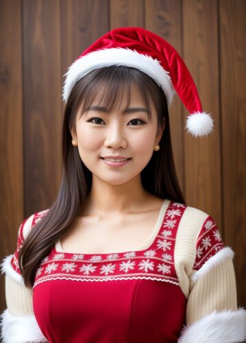 Cute Asian Woman Christmas Portrait
