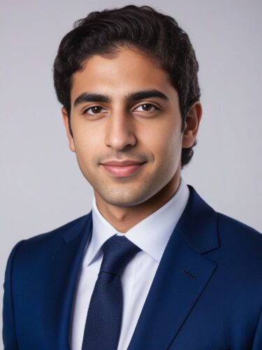 Young Middle Eastern Man in Navy Blue Suit and Tie