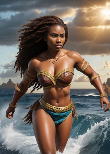 African SuperHero Woman channeling the strength of Disney’s Moana