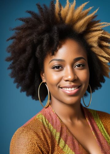 African-American Woman’s Headshot in Vibrant Artistic Setting