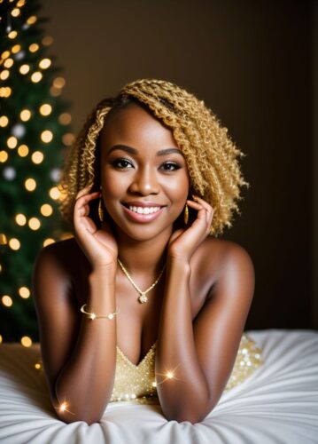 Christmas Photoshoot of Cute Black Woman