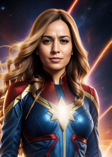 Middle-Eastern SuperHero Woman with Captain Marvel’s cosmic powers