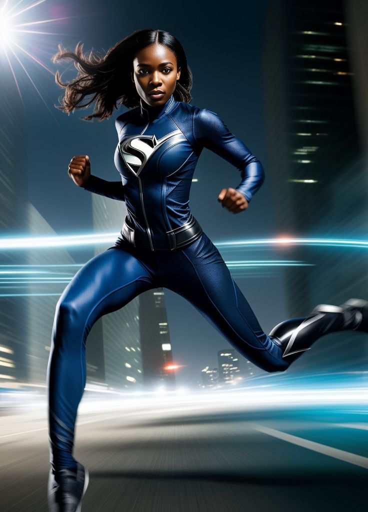 Black SuperHero Woman with super speed | Pincel