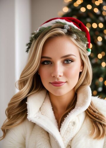 Christmas Photoshoot: Beautiful Woman in Snowy Winter