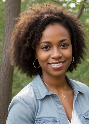 African-American Woman’s Headshot in Natural Outdoor Setting