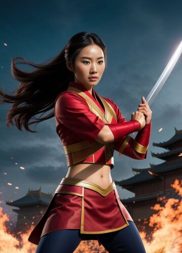 Asian SuperHero Woman channeling Disney’s Mulan