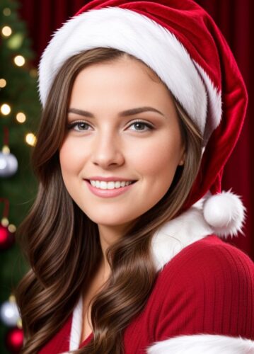 Cute Brunette Woman Christmas Portrait