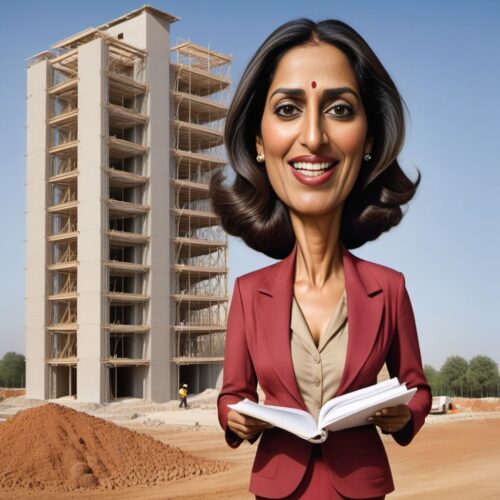 Caricature of a South Asian Woman Architect