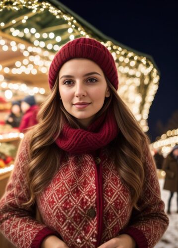 A Young Eastern European Woman at Christmas Market