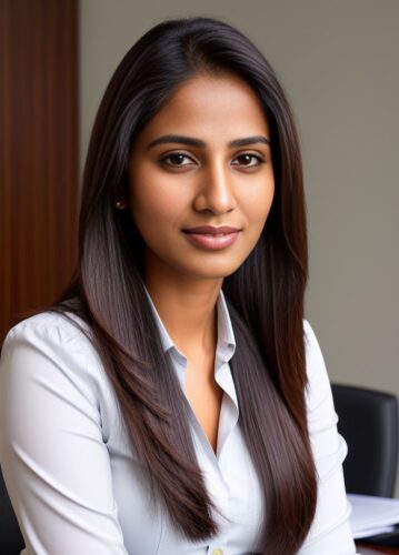 Headshot of a South Asian Woman in a Corporate Office