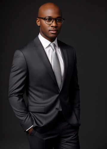 Young Black Businessman in Studio Setting