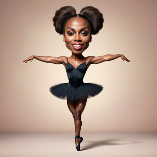 Caricature of a Young Beautiful Black Woman Performing Ballet