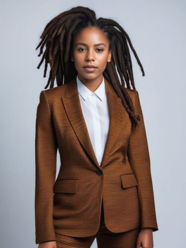 Full Body Portrait of a Young Afro-Caribbean Woman with Dreadlocks