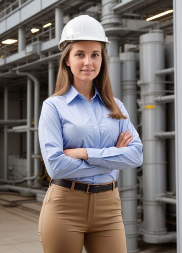 Professional Portrait of a Young Caucasian Woman Engineer