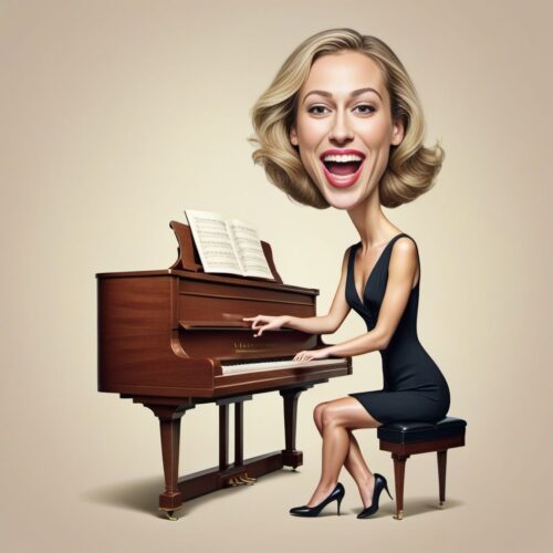 Caricature of a Young Woman Playing the Piano