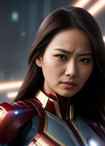 Asian SuperHero Woman in Tony Stark’s Technological Style