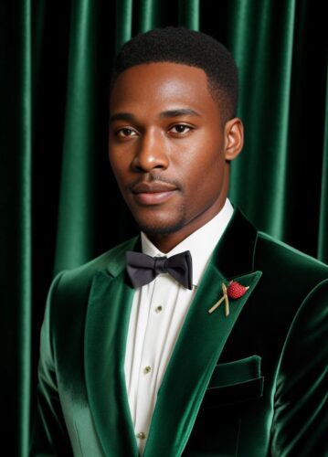 Black Man with Holly Berry Lapel Pin