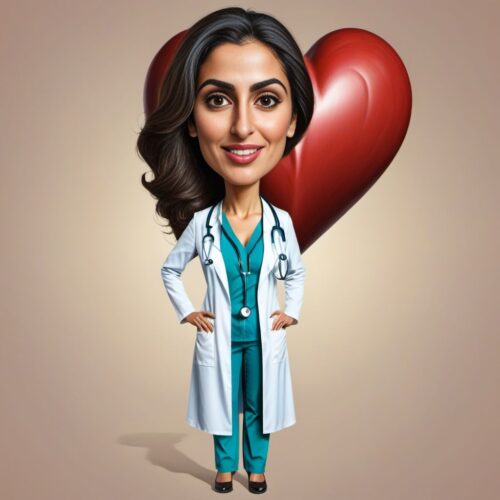 Caricature of a Young Middle-Eastern Woman as a Doctor