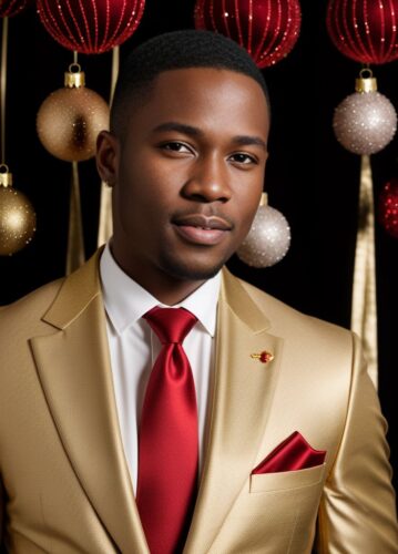 Black Man with Red Pocket Square