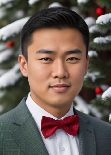 Asian Man with Red Bow Tie