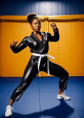 Black SuperHero Woman in Mid-Kick