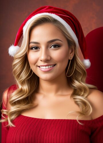 Beautiful Latina Woman Christmas Portrait