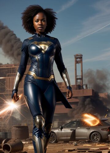 Black SuperHero Woman with magnetic abilities