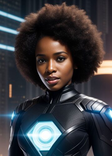 Black SuperHero Woman as a Tech Genius