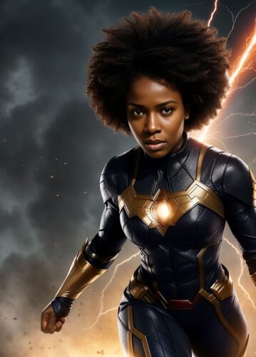 Black SuperHero Woman with Force Field